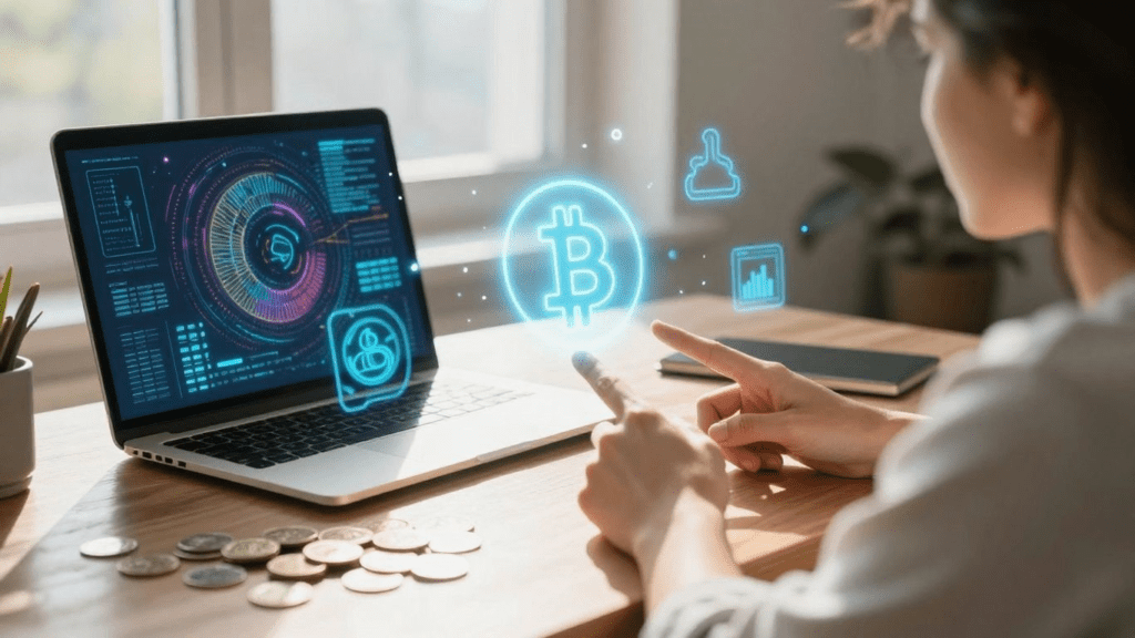 person considering crypto investment with digital assets